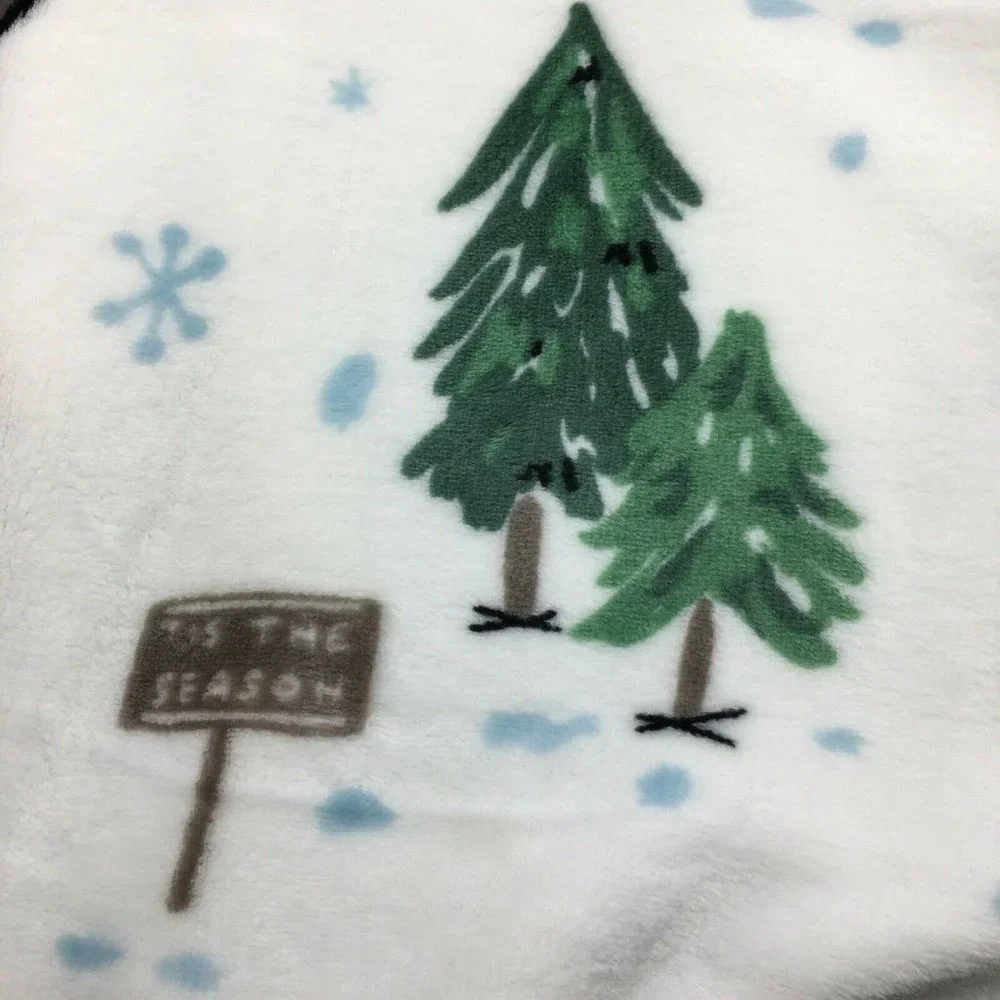 Envogue Christmas Tree Farm Throw Blanket Microfleece Red Truck Snowman Holiday